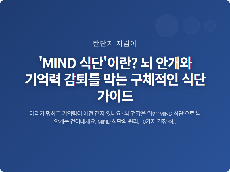 'MIND 식단'이란? 뇌 안개와 기억력 감퇴를 막는 구체적인 식단 가이드 썸네일
